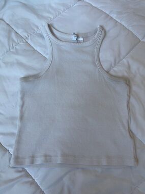 White Ribbed Tank Top